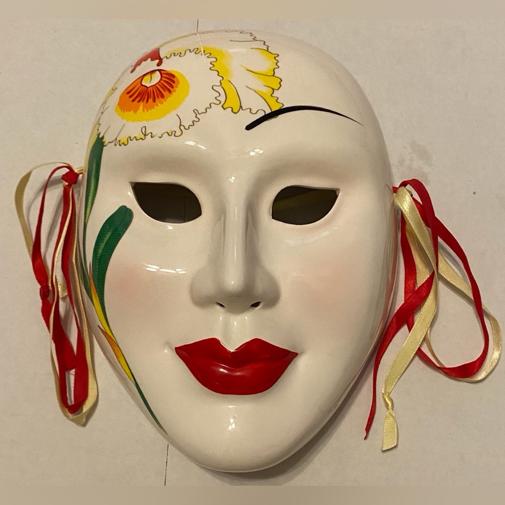 Vintage Mardi Gras Porcelain Mask wall decor